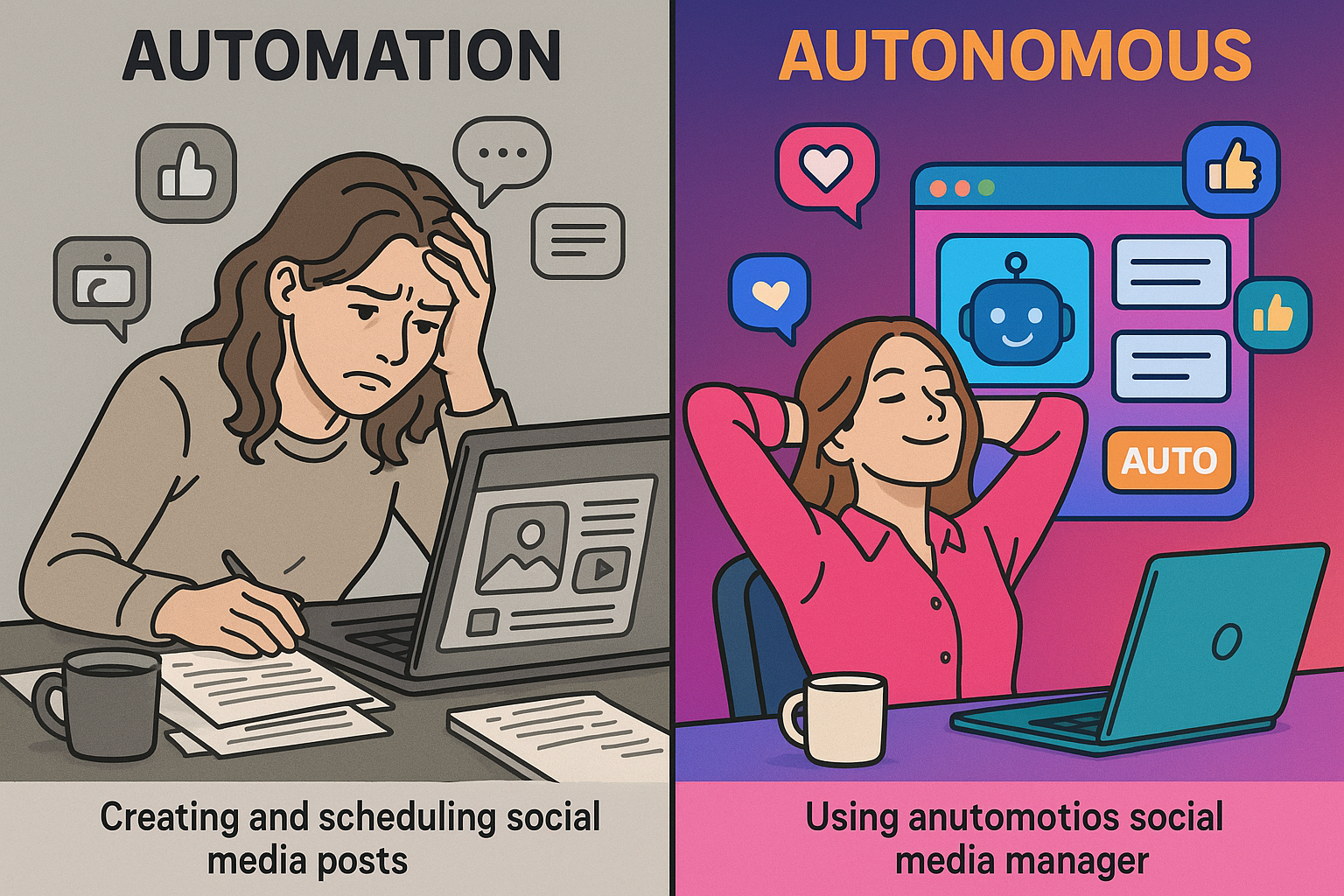 Autonomous vs Automated Social Media: Complete Guide 2025